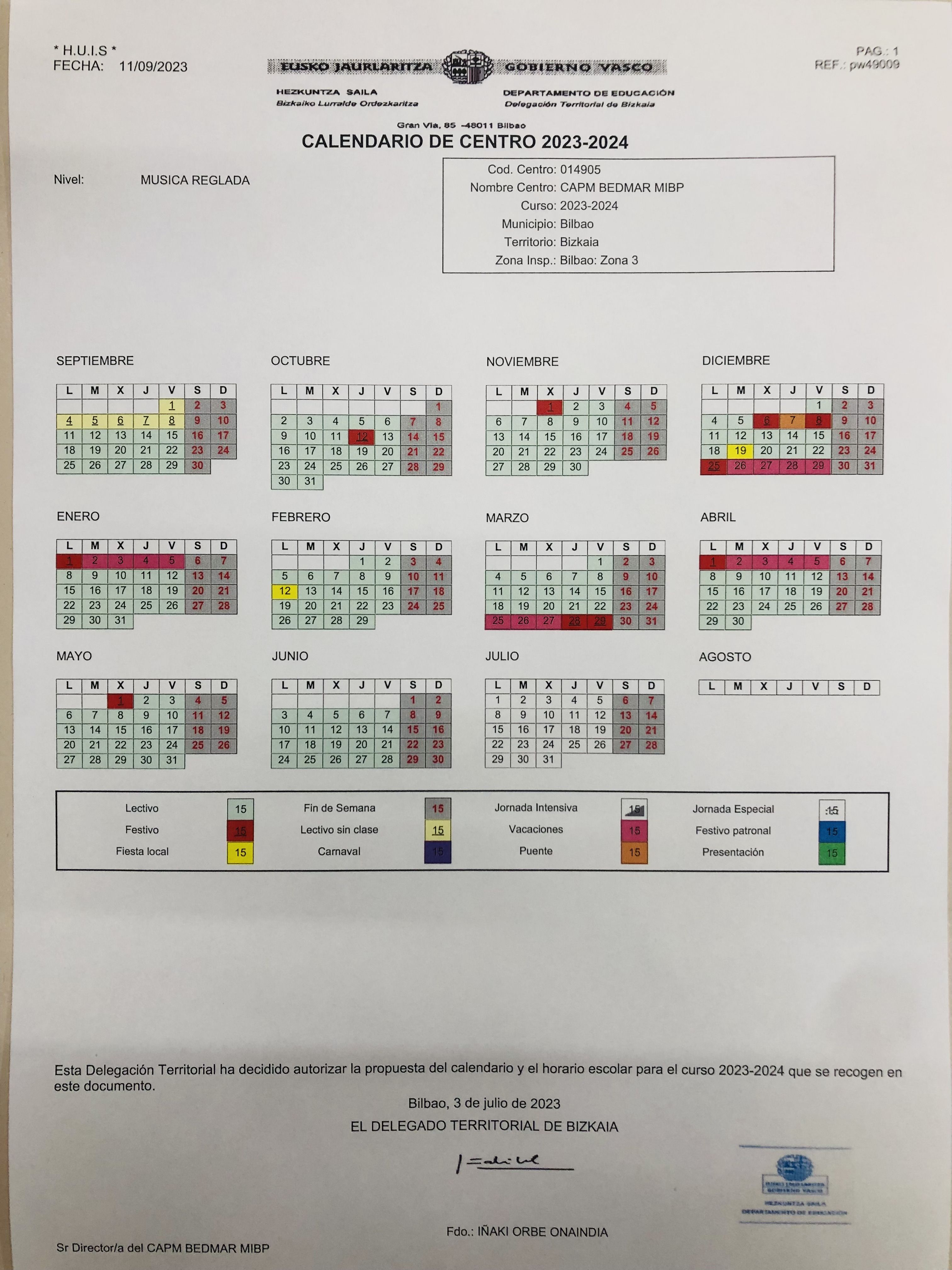 Calendario 2022-2023